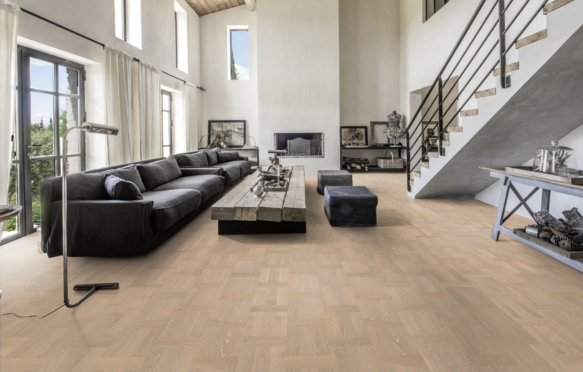 Паркетная доска Kahrs Европейский Ренессанс Дуб Палаццо Бьянко Palazzo Bianco 15313BEKVVKW240 Variation 2426×198,5×15 фото в интерьере